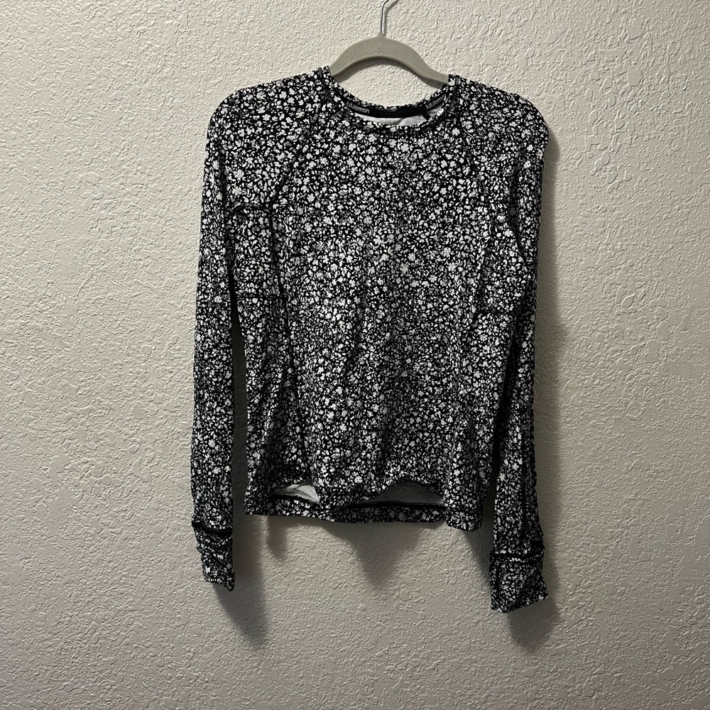 Lululemon Rulu Run Long Sleeve Shirt Venture Floral Alpine White Black - Picture 3 of 11